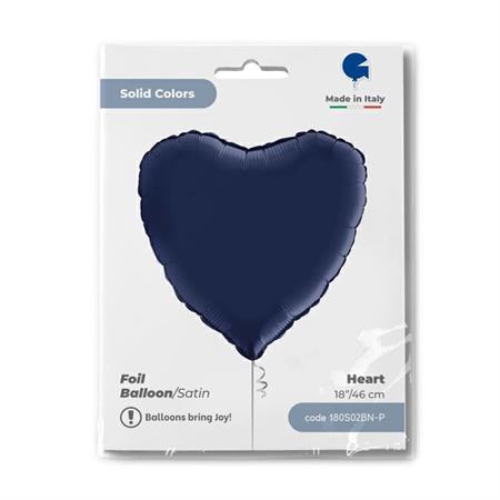 HEART 18" SATIN BLUE NAVY