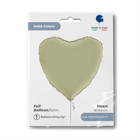 HEART 18INC SATIN OLIVE GREEN