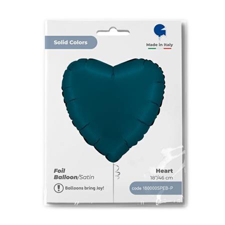 HEART 18INC SATIN PETROL BLUE